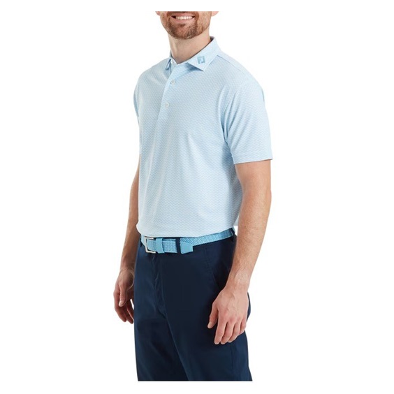 FootJoy Scallop Geo Pique pánské polo, blue reef
