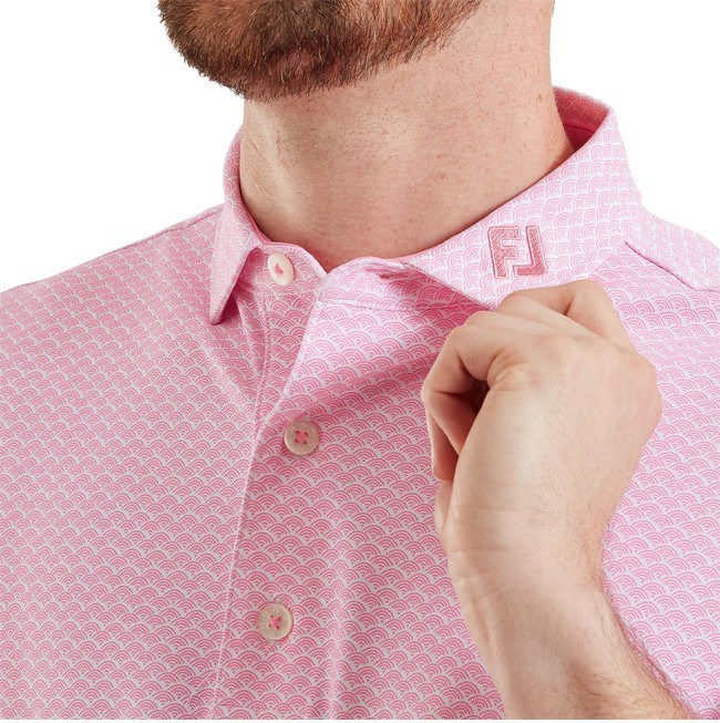 FootJoy Scallop Geo Pique pánské polo, pink pop