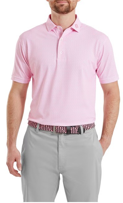 FootJoy Scallop Geo Pique pánské polo, pink pop