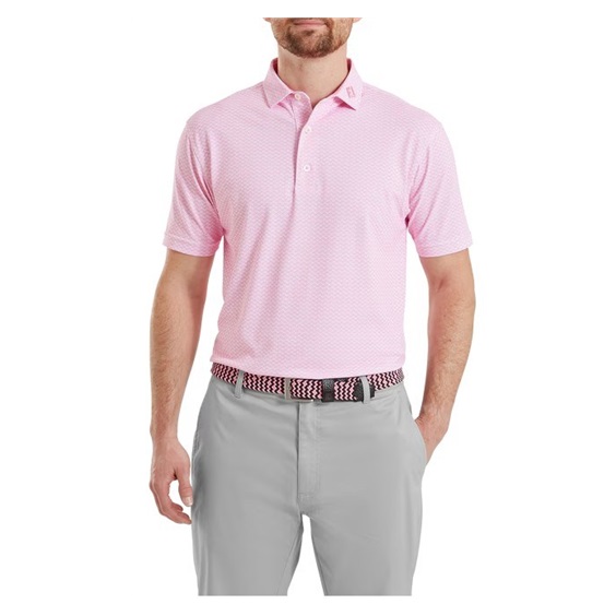 FootJoy Scallop Geo Pique pánské polo, pink pop