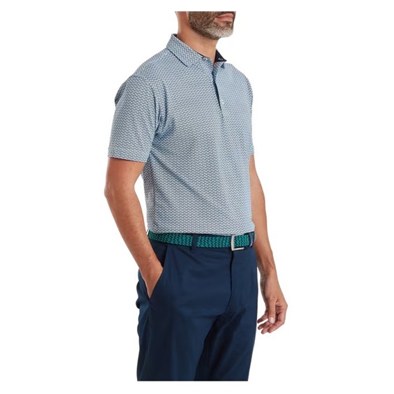 FootJoy Scallop Geo Pique pánské polo, navy