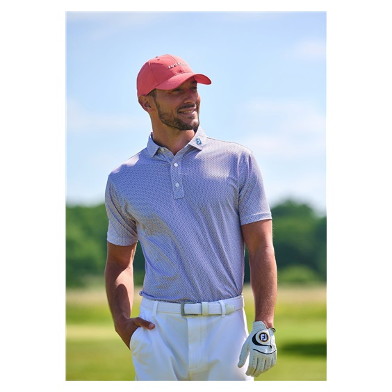 FootJoy Nautical Flag Print Lisle pánské polo, nantucket red/coastal blue