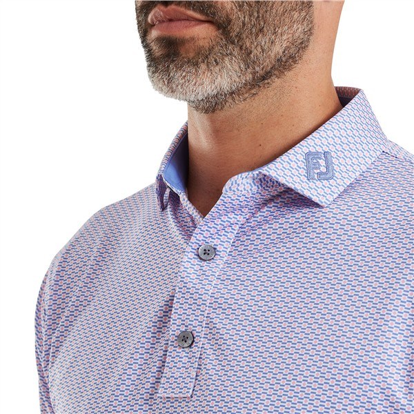 FootJoy Nautical Flag Print Lisle pánské polo, pink pop/vivid violet