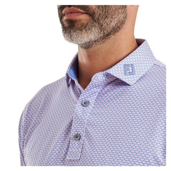 FootJoy Nautical Flag Print Lisle pánské polo, pink pop/vivid violet