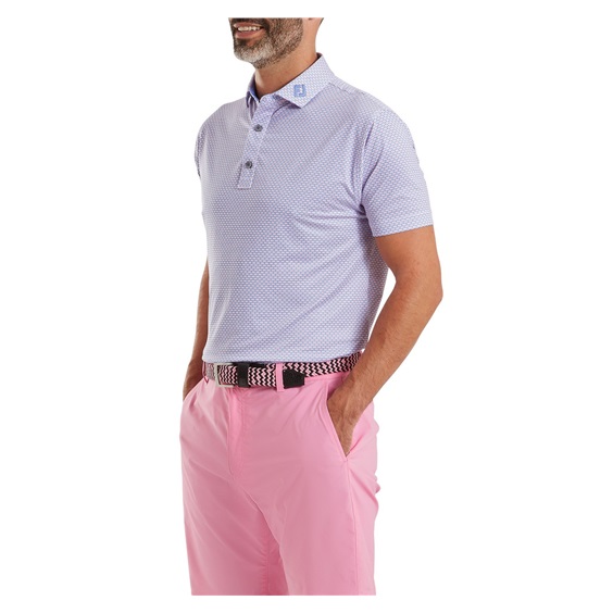 FootJoy Nautical Flag Print Lisle pánské polo, pink pop/vivid violet