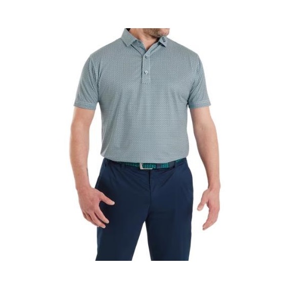 FootJoy Nautical Flag Print Lisle męskie polo, field green/navy