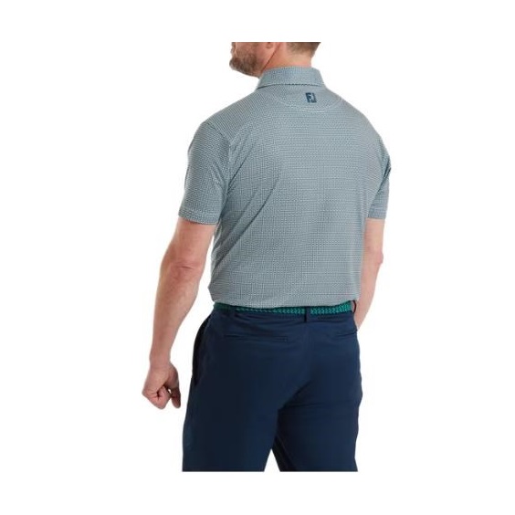 FootJoy Nautical Flag Print Lisle męskie polo, field green/navy