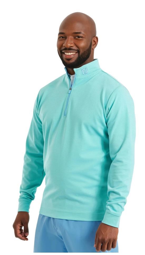 FootJoy Ottoman Stripe Chill-Out pánská mikina, blue reef/sea glass