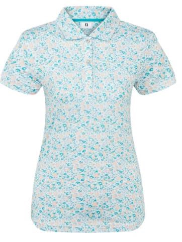 FootJoy Cap Sleeve Lisle dámské polo, tile blue floral print