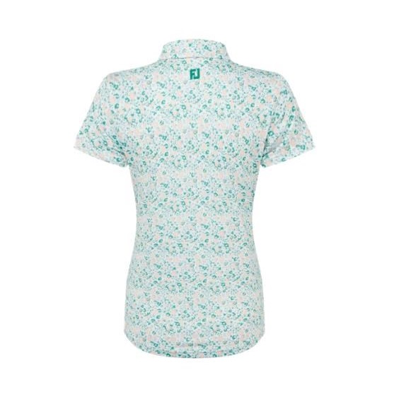 FootJoy Cap Sleeve Lisle dámské polo, tile blue floral print