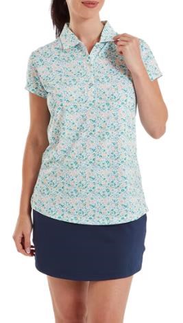 FootJoy Cap Sleeve Lisle dámské polo, tile blue floral print
