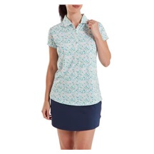 FootJoy Cap Sleeve Lisle dámské polo, tile blue floral print