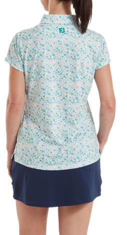 FootJoy Cap Sleeve Lisle dámské polo, tile blue floral print