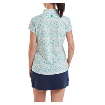 FootJoy Cap Sleeve Lisle dámské polo, tile blue floral print