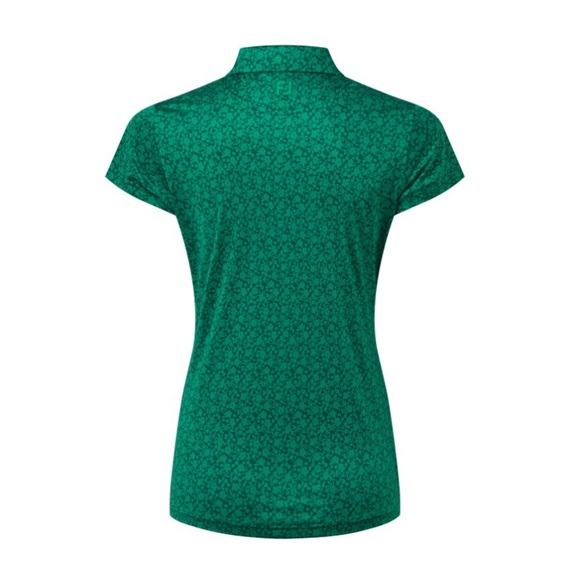FootJoy Painted Floral Cap Sleeve Lisle ladies polo, field green