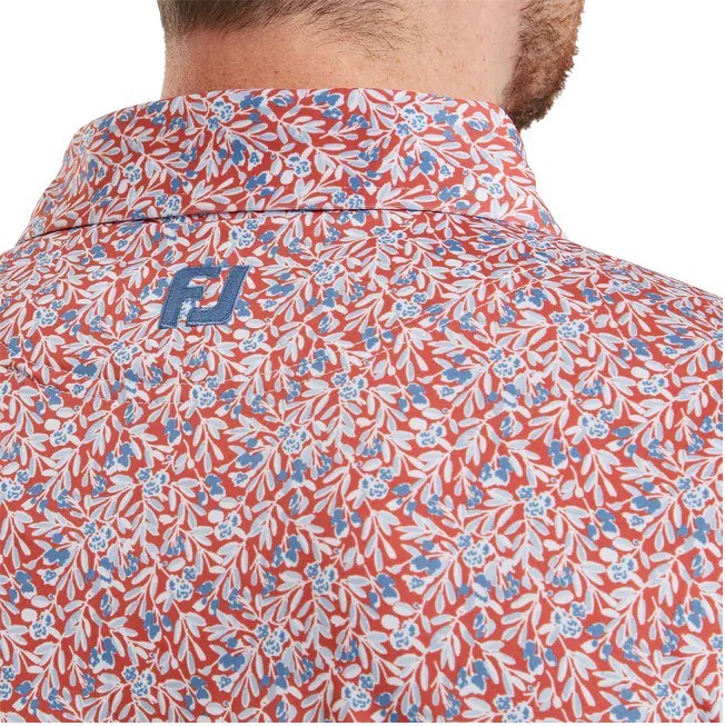FootJoy Meadow Print Lisle pánské polo, nantucket red/hambray/coastal blue