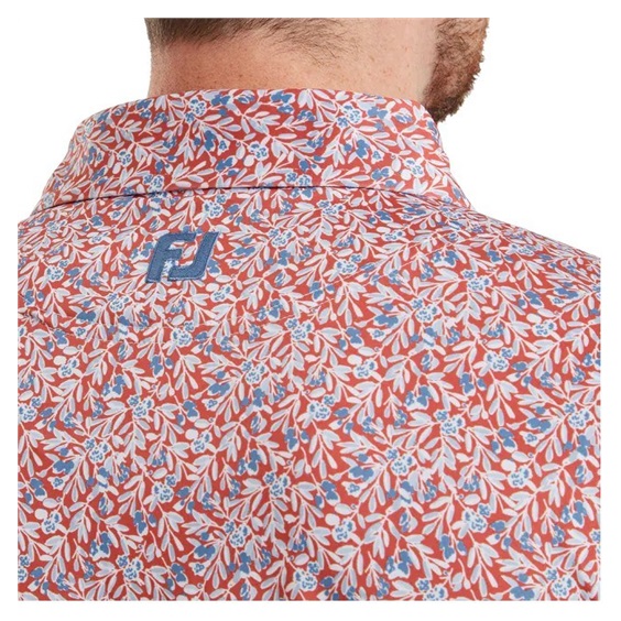 FootJoy Meadow Print Lisle pánské polo, nantucket red/hambray/coastal blue
