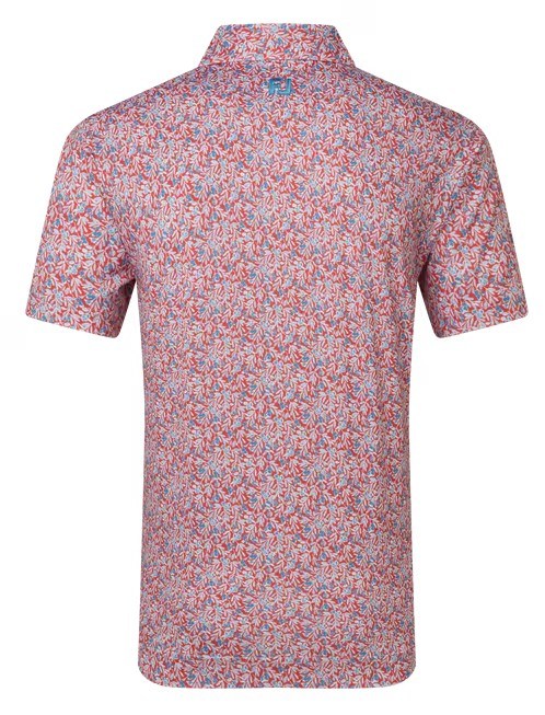 FootJoy Meadow Print Lisle pánské polo, nantucket red/hambray/coastal blue