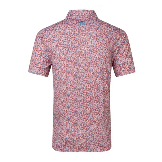 FootJoy Meadow Print Lisle pánské polo, nantucket red/hambray/coastal blue