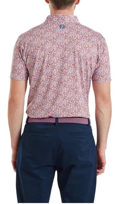 FootJoy Meadow Print Lisle pánské polo, nantucket red/hambray/coastal blue