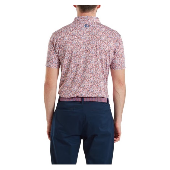 FootJoy Meadow Print Lisle pánské polo, nantucket red/hambray/coastal blue