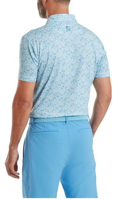 FootJoy Meadow Print Lisle pánské polo, blue reef/sea glass/deep reef