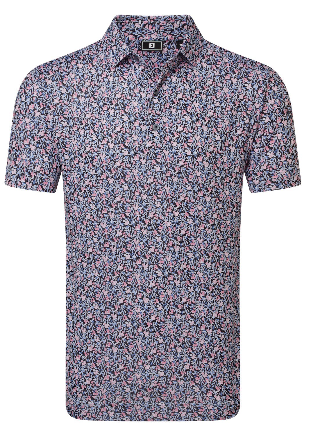 FootJoy Meadow Print Lisle pánské polo, black/vivid violet/pink pop