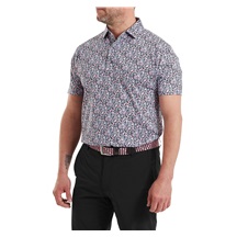 FootJoy Meadow Print Lisle pánské polo, black/vivid violet/pink pop