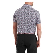 FootJoy Meadow Print Lisle pánské polo, black/vivid violet/pink pop