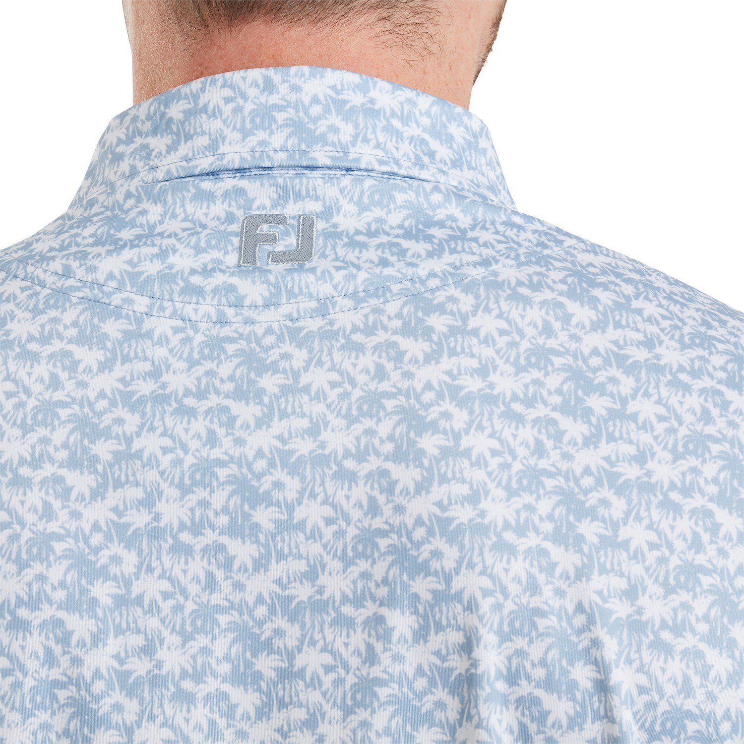 FootJoy Hidden Palm Print Lisle pánské polo, chambray/white