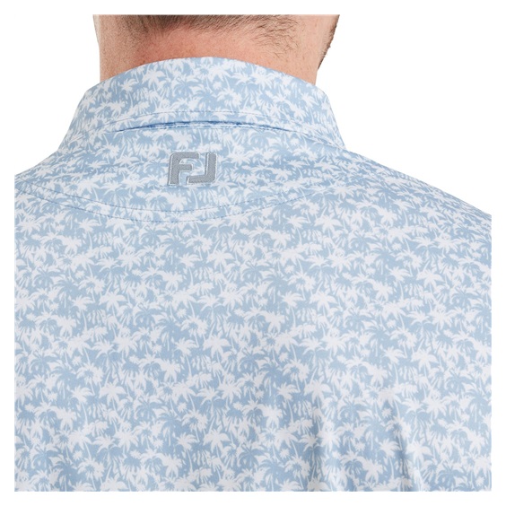 FootJoy Hidden Palm Print Lisle pánské polo, chambray/white