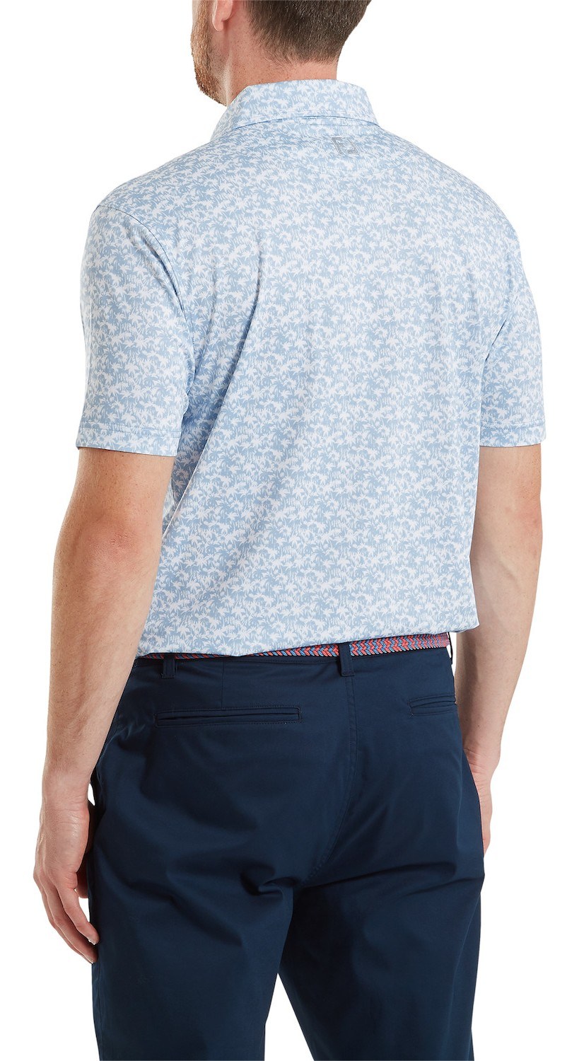 FootJoy Hidden Palm Print Lisle pánské polo, chambray/white