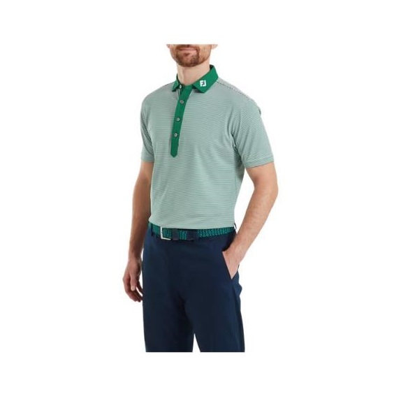 FootJoy Feeder Stripe Pique pánské polo, field green