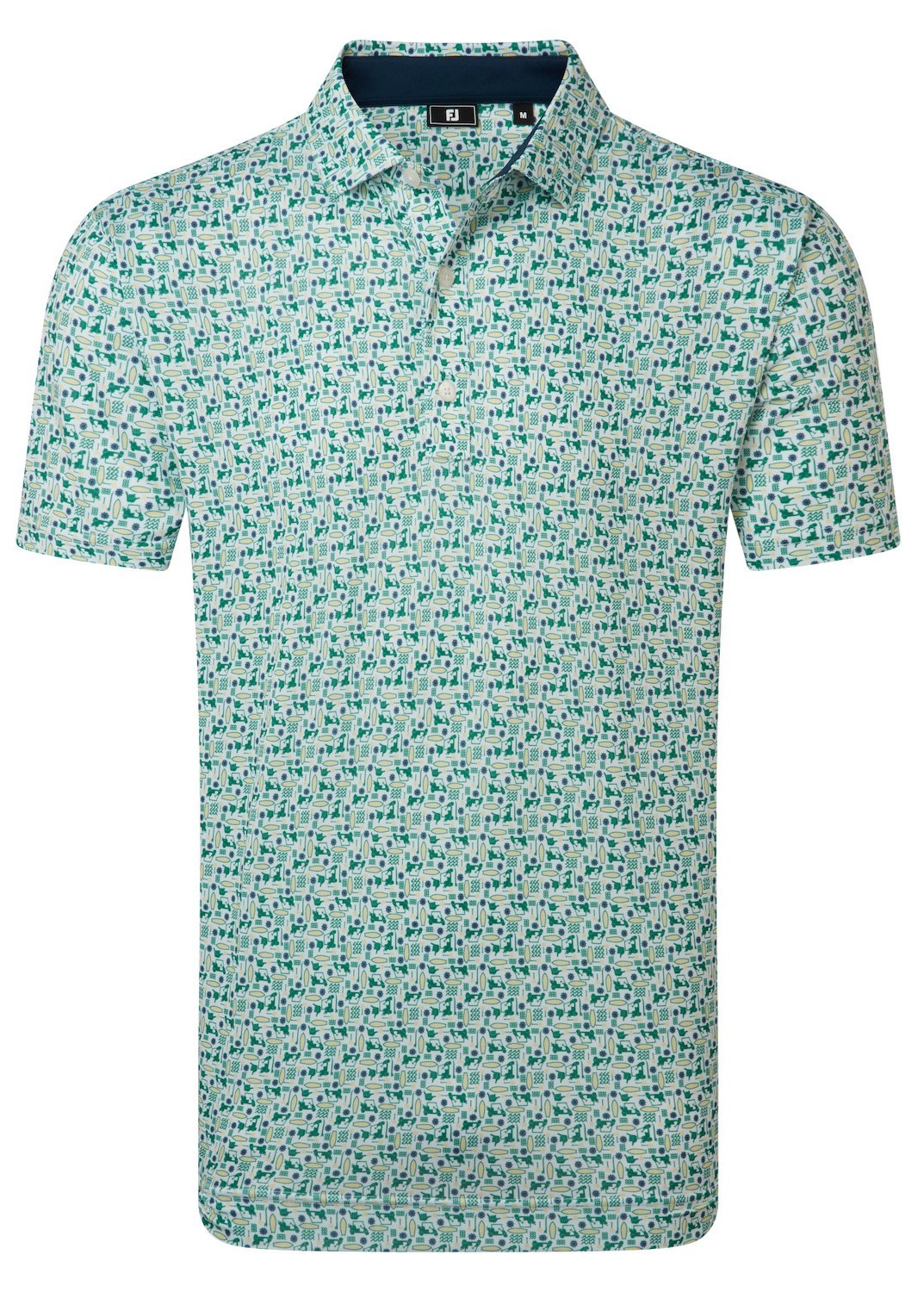 FootJoy Surfs Up Print Lisle pánské polo, field green/white/sunshine/navy