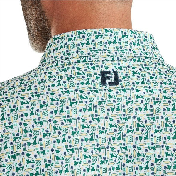 FootJoy Surfs Up Print Lisle pánské polo, field green/white/sunshine/navy