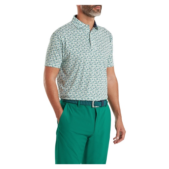 FootJoy Surfs Up Print Lisle pánské polo, field green/white/sunshine/navy