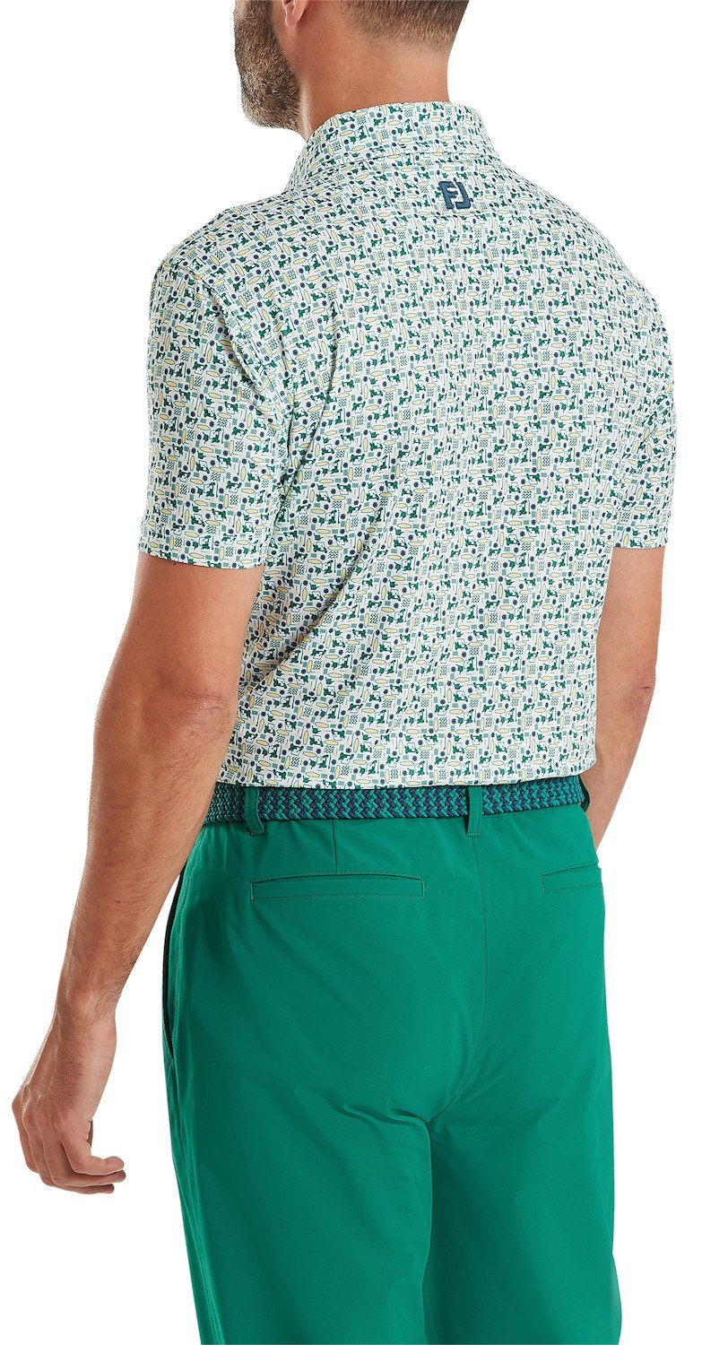 FootJoy Surfs Up Print Lisle pánské polo, field green/white/sunshine/navy