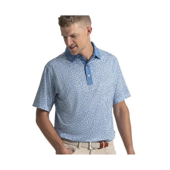 FootJoy Condensed Camo Print Lisle pánské polo, white/chambray/coastal blue