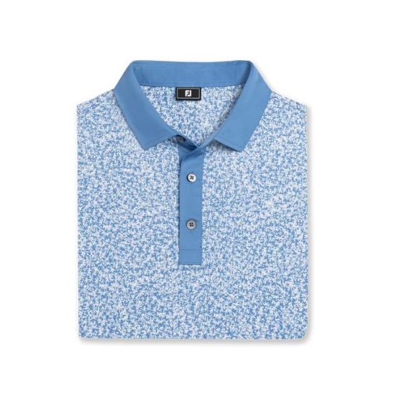 FootJoy Condensed Camo Print Lisle pánské polo, white/chambray/coastal blue