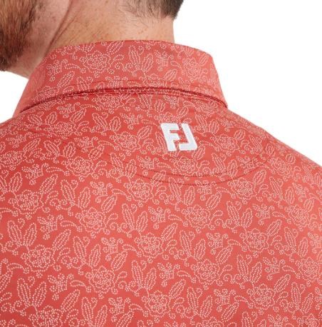 FootJoy Wingtip Floral Lisle pánské polo, nantucket red/white