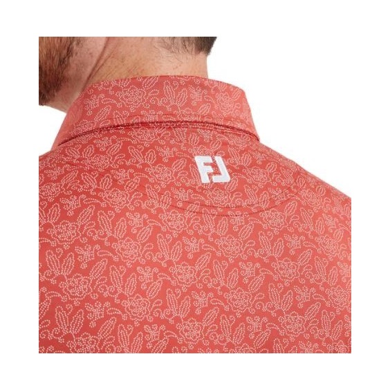 FootJoy Wingtip Floral Lisle pánské polo, nantucket red/white
