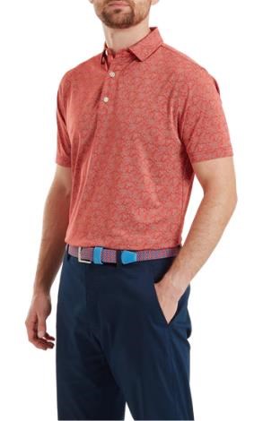 FootJoy Wingtip Floral Lisle pánské polo, nantucket red/white