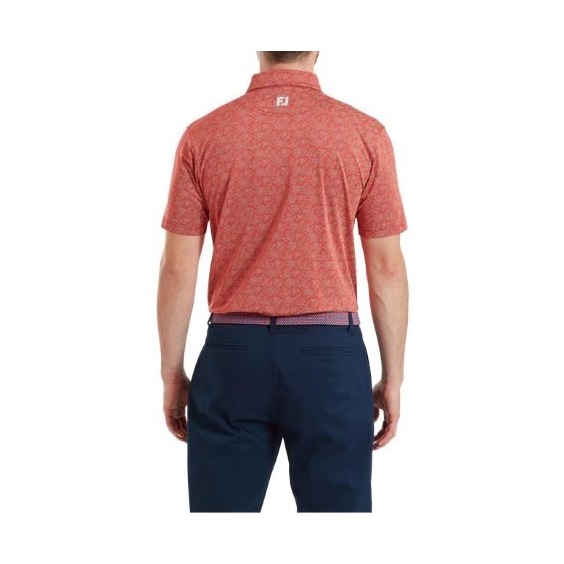 FootJoy Wingtip Floral Lisle pánské polo, nantucket red/white