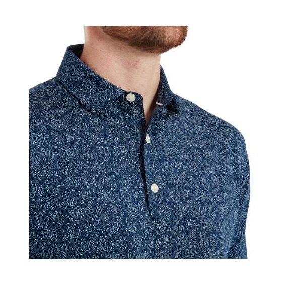 FootJoy Wingtip Floral Lisle pánské polo, modré