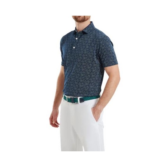 FootJoy Wingtip Floral Lisle pánské polo, modré