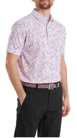 FootJoy Watercolour Floral Print Pique pánské polo, white/pink pop/black