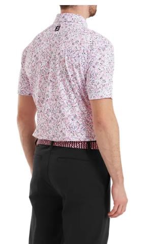 FootJoy Watercolour Floral Print Pique pánské polo, white/pink pop/black