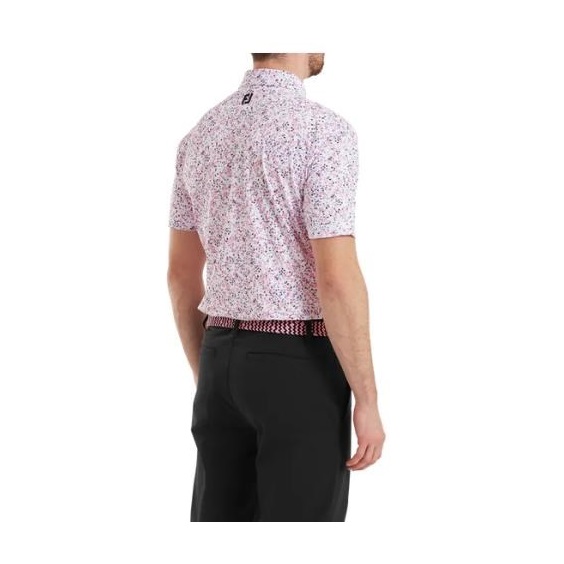 FootJoy Watercolour Floral Print Pique pánské polo, white/pink pop/black