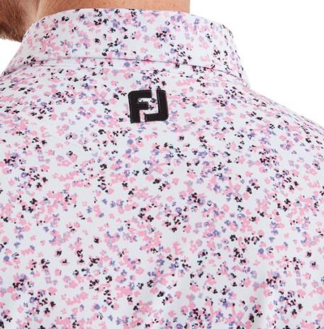 FootJoy Watercolour Floral Print Pique pánské polo, white/pink pop/black