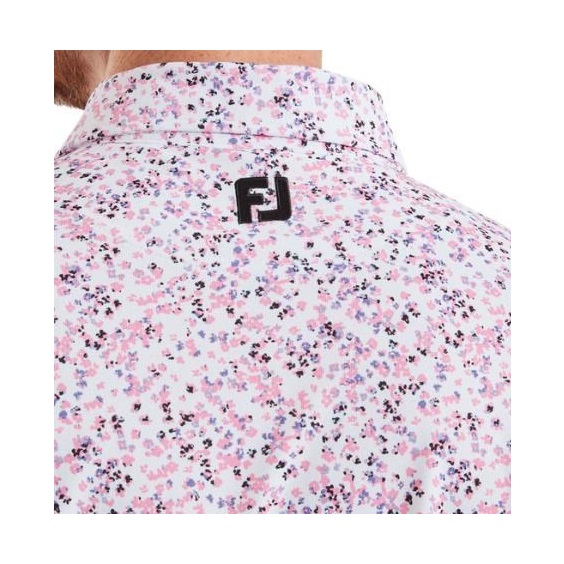 FootJoy Watercolour Floral Print Pique pánské polo, white/pink pop/black